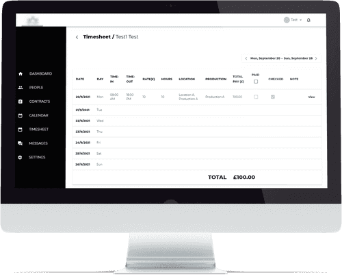 Timesheet Page Screen 