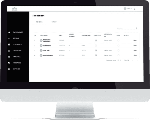 Timesheet Page Screen 